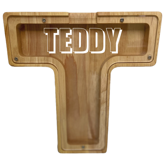 Wooden letter money box